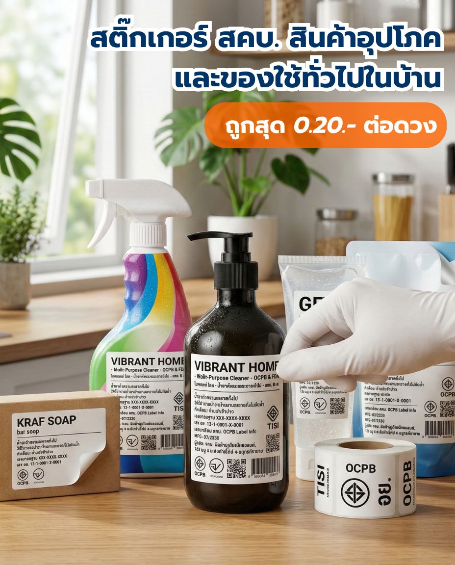 สติ๊กเกอร์ สคบ. เคมีภัณฑ์และน้ำยาทำความสะอาด